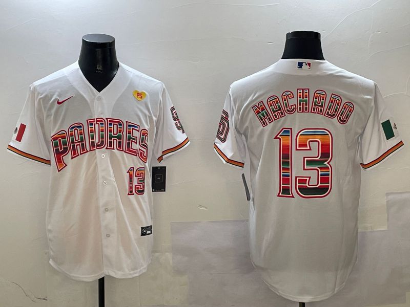 Men San Diego Padres #13 Machado White Fashion 2025 Nike MLB Jersey style 8->san diego padres->MLB Jersey